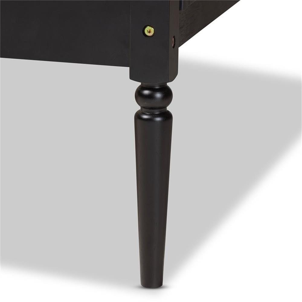 Twin Hancock Wood & Synthetic Rattan Daybed Charcoal - Baxton Studio: Frame, No Trundle