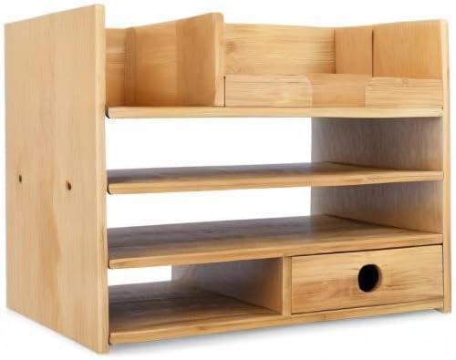 Navaris Bamboo Desk Organizer - Wood Desktop Storage Drawers and Compartments for Organizing Stationery, Documents, Files, Office Accessories