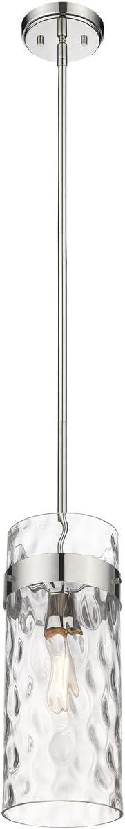 Fontaine Transitional 15" Polished Nickel Pendant with Rippled Glass Shade