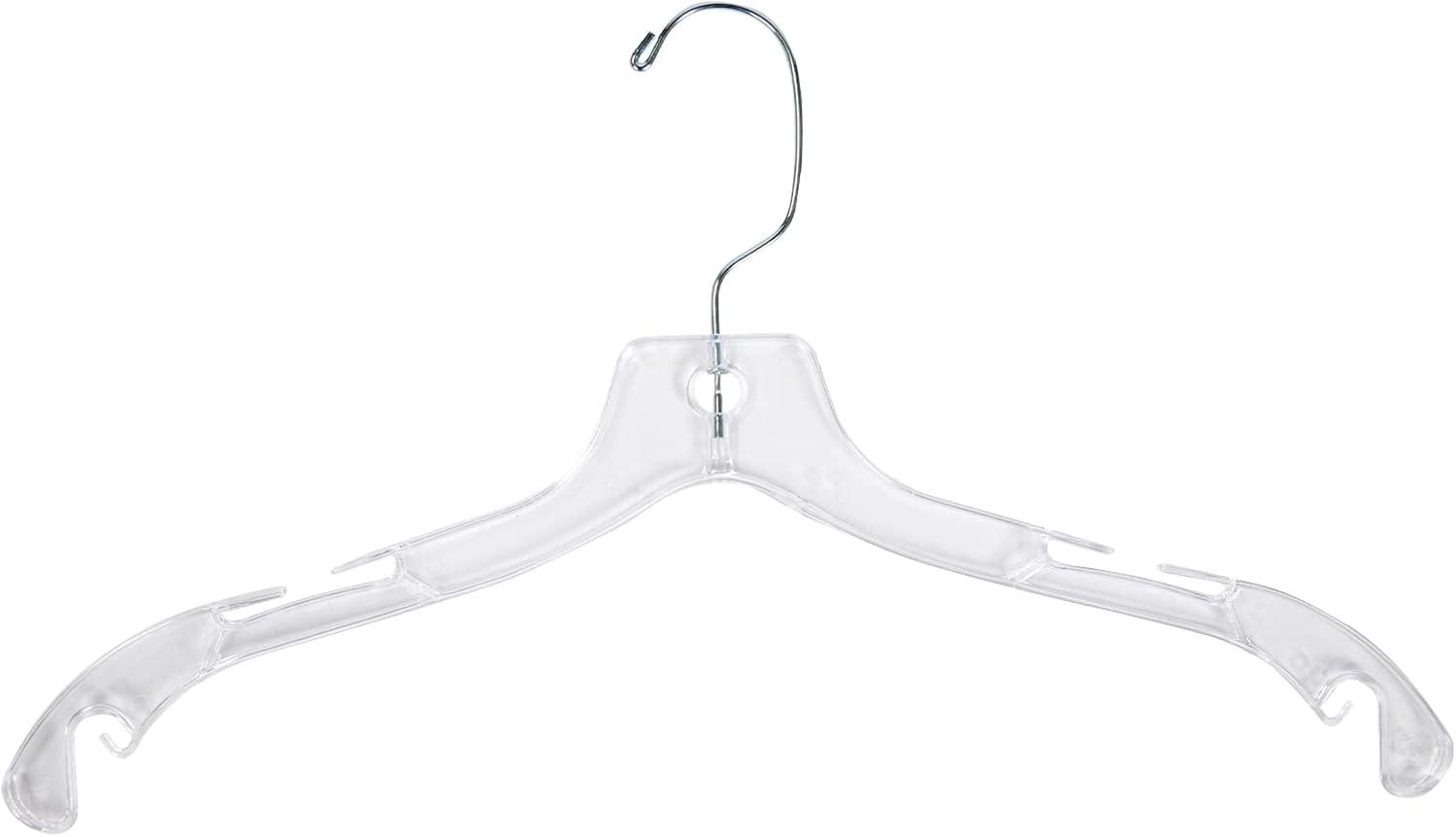 Clear Plastic 17-Inch Dress Hangers with Chrome Hook, Set of 20