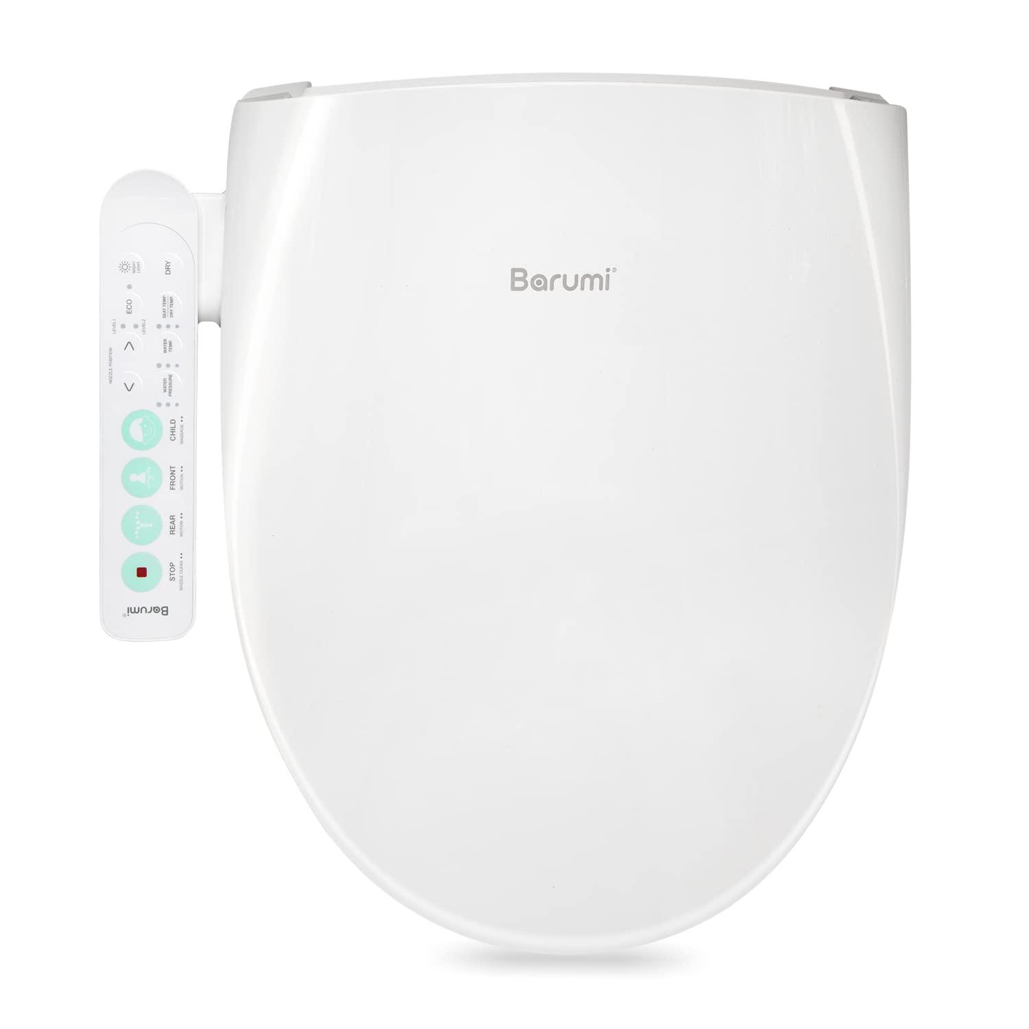 Barumi BM-5000 Electric Elongated Bidet for Toilet, Warm Seat & Air Dryer, Warm Water & Pressure, Self-Cleaning, Child Mode, Eco Mode, Night Light, Hybrid Heating, Soft Close Lid