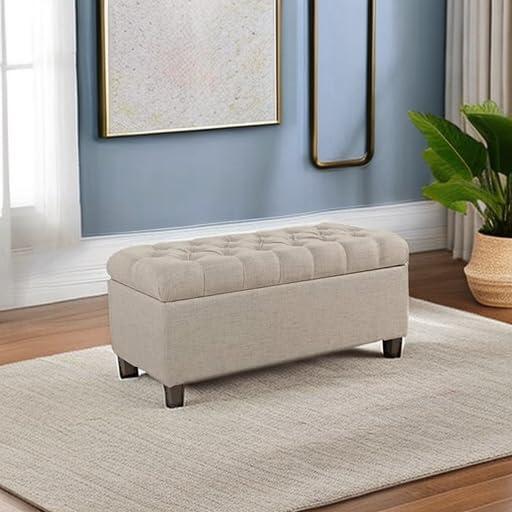 Ainsley Button Tufted Storage Bench - HomePop