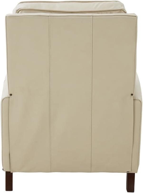 Nixon Cream Leather Recliner with Mahogany Wood Legs