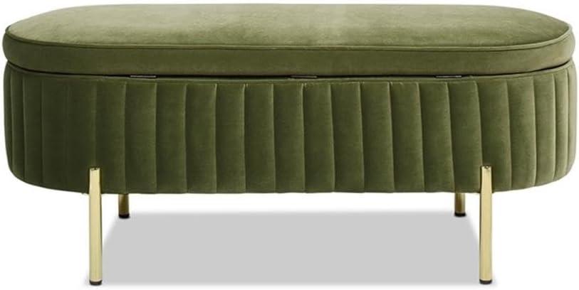 Jennifer Taylor Home Chloe Modern Glam Storage Bench by  Olive Green - Velvet