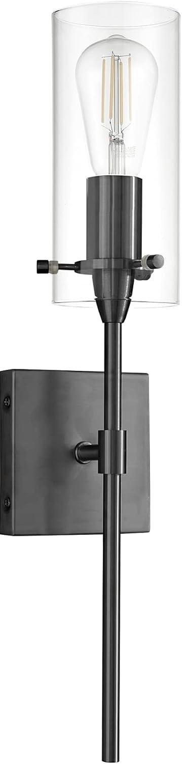 Black Metal and Glass Transitional Vanity Sconce