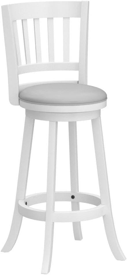 Monarch Specialties Bar Stool Set Of 2 Swivel Counter Height Kitchen White Wood Grey Leather Look Transitional