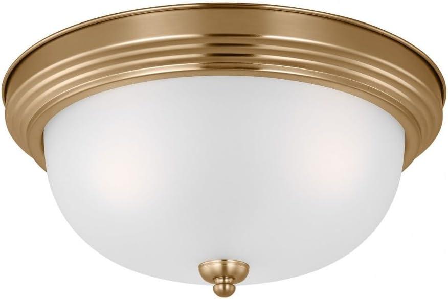 Geary 3-Light Satin Brass and Glass Flush Mount