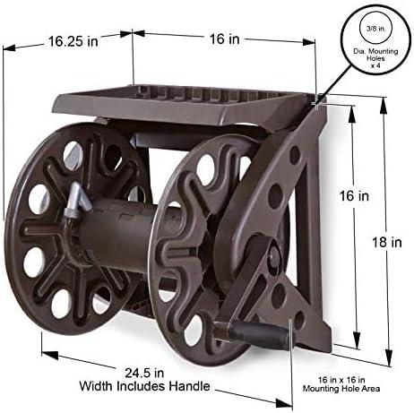 Brown Molded Plastic Wall Mounted Hose Reel with Shelf