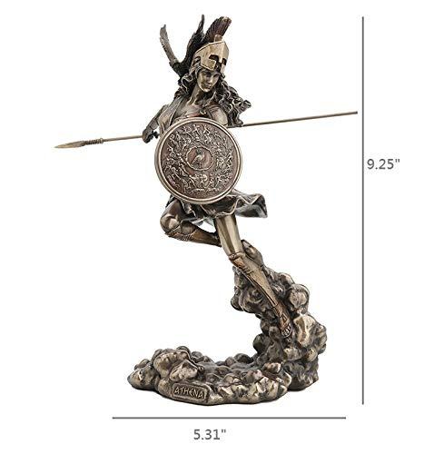 Veronese Design 9 1/4 Inch Greek Goddess Athena Holding Spear and Shield Cold Cast Resin Bronze Finish Statue Home Decor
