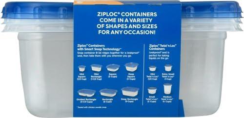 Ziploc® Brand, Food Storage Containers with Lids, Smart Snap Technology, Large Rectangle, 2 ct