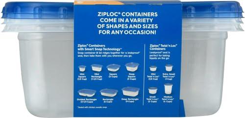 Ziploc® Brand, Food Storage Containers with Lids, Smart Snap Technology, Large Rectangle, 2 ct