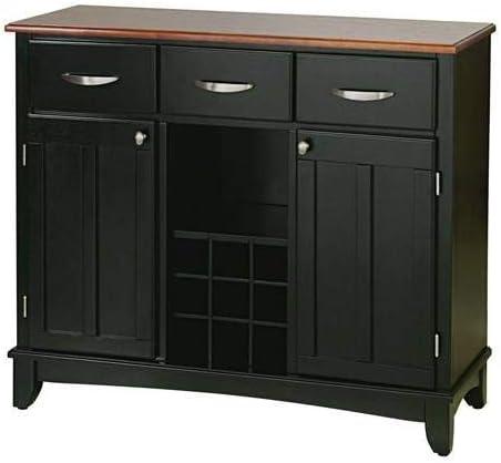 Hutch-Style Buffet Wood/Black/Cherry - Home Styles: Traditional Sideboard with Wine Storage, Hardwood Frame