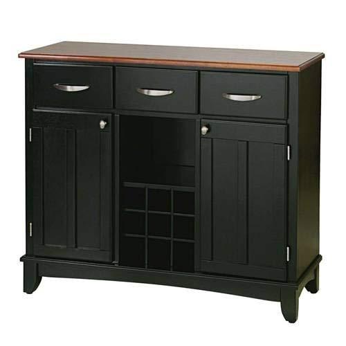 Hutch-Style Buffet Wood/Black/Cherry - Home Styles: Traditional Sideboard with Wine Storage, Hardwood Frame