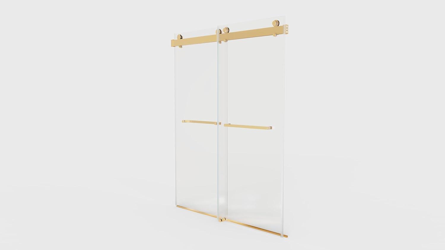 68-72" W x 76" L Frameless Double Sliding Shower Door - Soft-Close Feature, Brushed Nickel, 3/8" (10mm) Thick SGCC Tempered Glass Door with Explosion-Proof Film