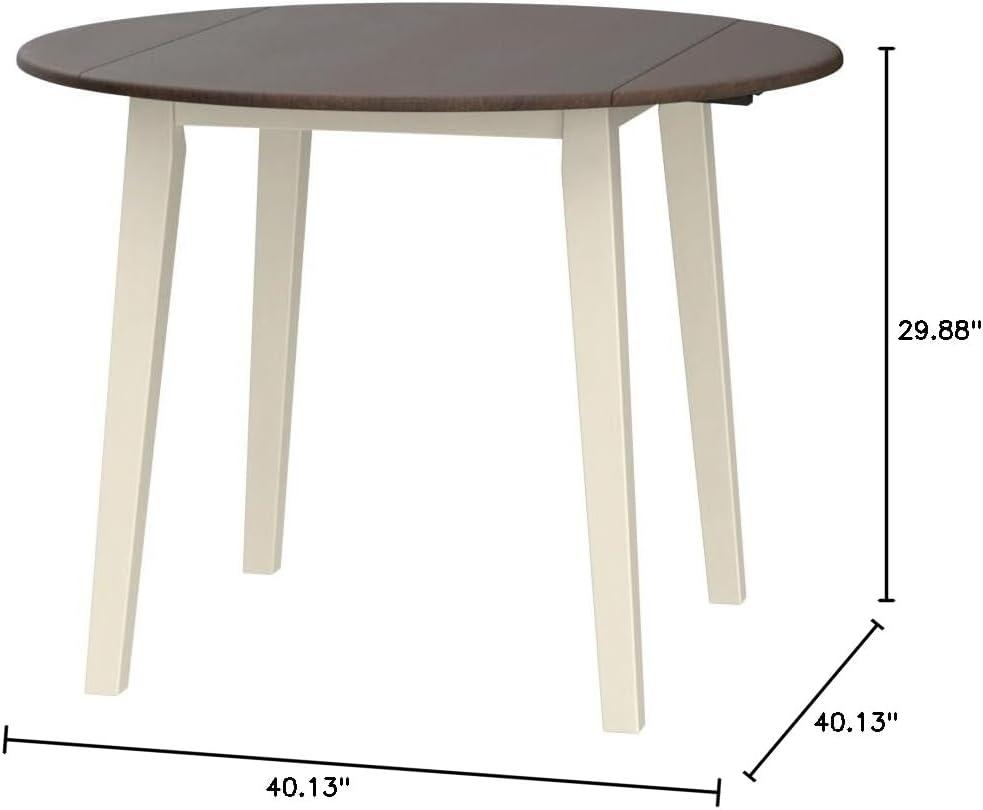 Woodanville Dining Room Table Cream/Brown - Signature Design by Ashley: Modern Round Table for 4, Two-Tone Veneer