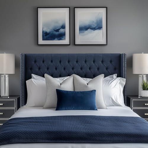 Madison Park Transitional Amelia Amelia Queen Headboard with Navy MP116-1142