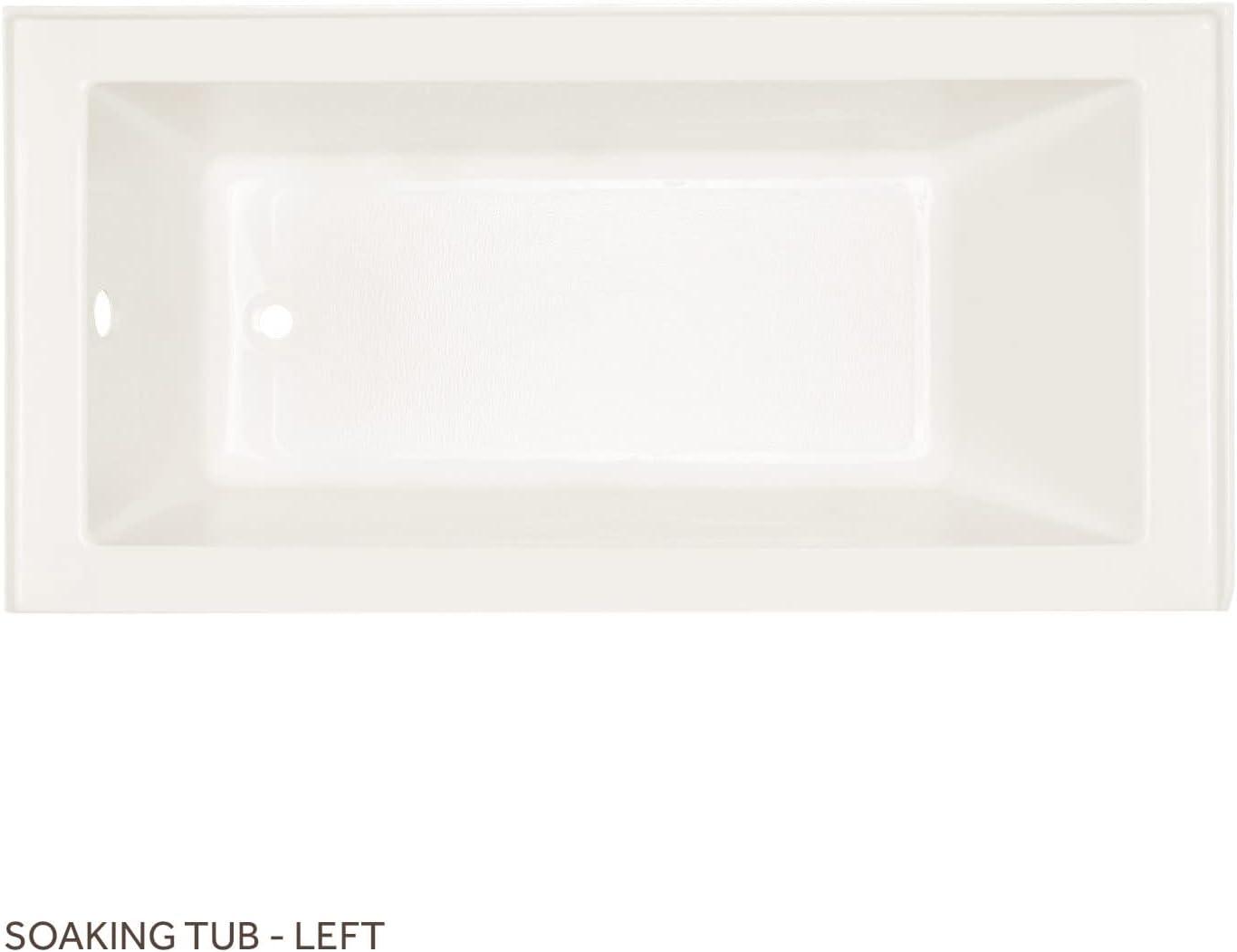 60" White Acrylic Alcove Soaking Tub with Left Drain