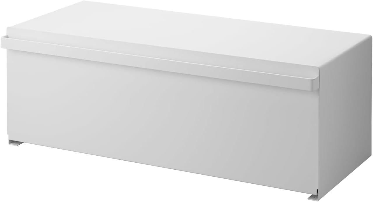 Wide White Steel Bread Box with Magnetic Door