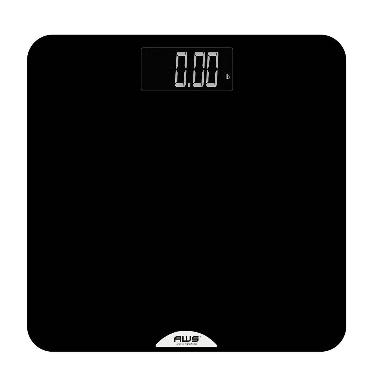 American Weigh Scales Bathroom Body Weight  Scale Non-Slip Rubber Coated Digital Large LCD Display 400LB Capacity