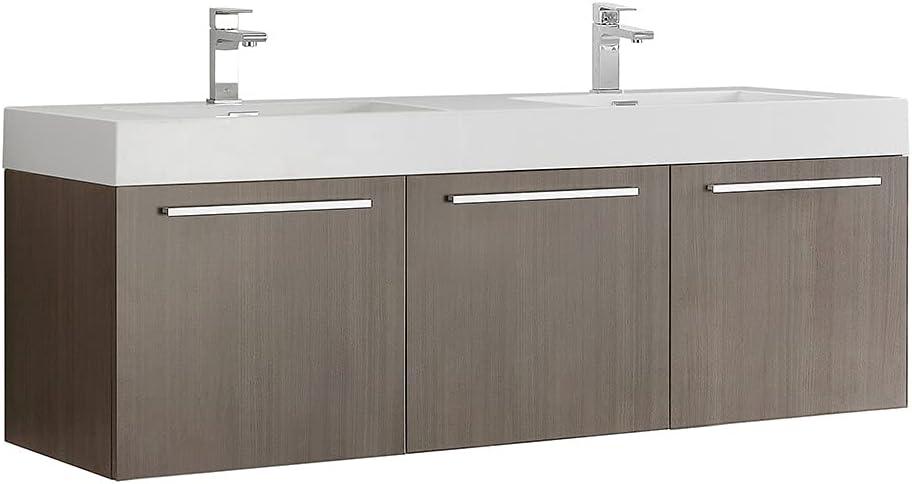 Fresca Vista 60'' Wall Mounted Modern Double Bathroom Vanity with Acrylic Vanity Top