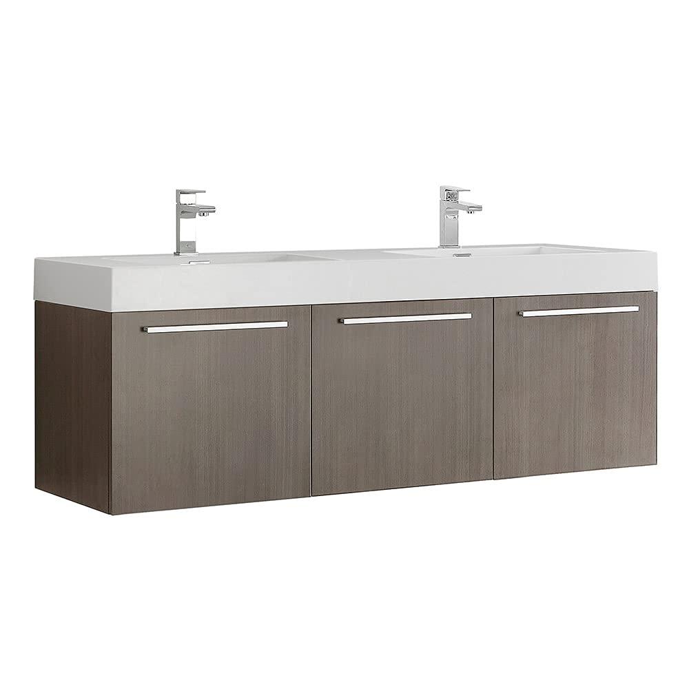 Fresca Vista 60'' Wall Mounted Modern Double Bathroom Vanity with Acrylic Vanity Top