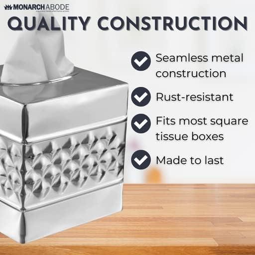 Monarch Abode Geometric Embossed Metal Tissue Box Cover