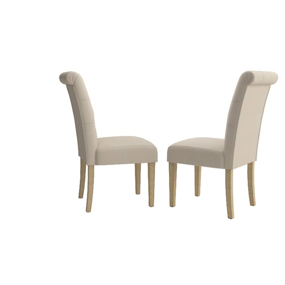 Roundhill Furniture Habit Solid Wood Tufted Parsons Dining Chair , Tan, Set of 2