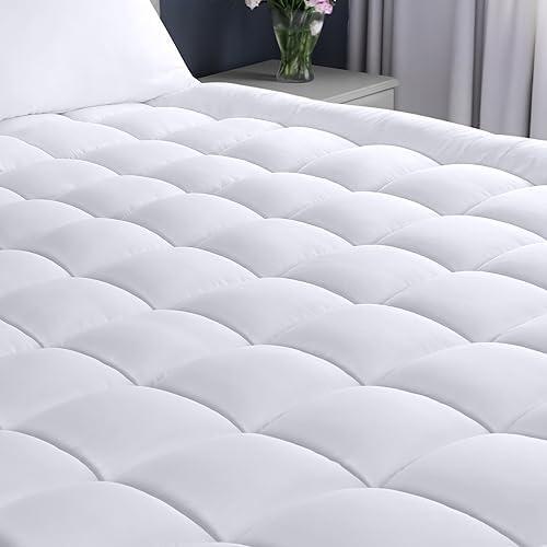 Bedding Quilted Fitted Mattress Pad, Pillow Top Mattress Topper, Mattress Cover Stretches up to 16 Inches Deep