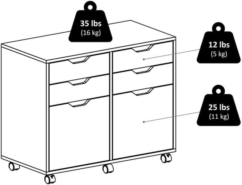 Halifax 2 Sections Mobile Storage Cabinet Black - Winsome: Wheeled Organizer with Locking Casters