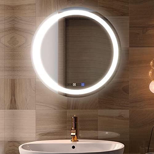 Round Lighted LED Bathroom and Vanity Mirror 28 inch with Anti Fog, Wall Mounted, Dimmer Touch Sensors by Fab Glass and Mirror