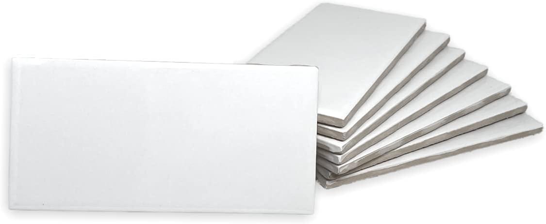 Tenedos White Ceramic 3x6 Glossy Subway Wall Tile Backsplash for Kitchen, Bathroom Shower, Accent Decor, Fireplace (80 Pieces - Box of 10 sq.ft.)