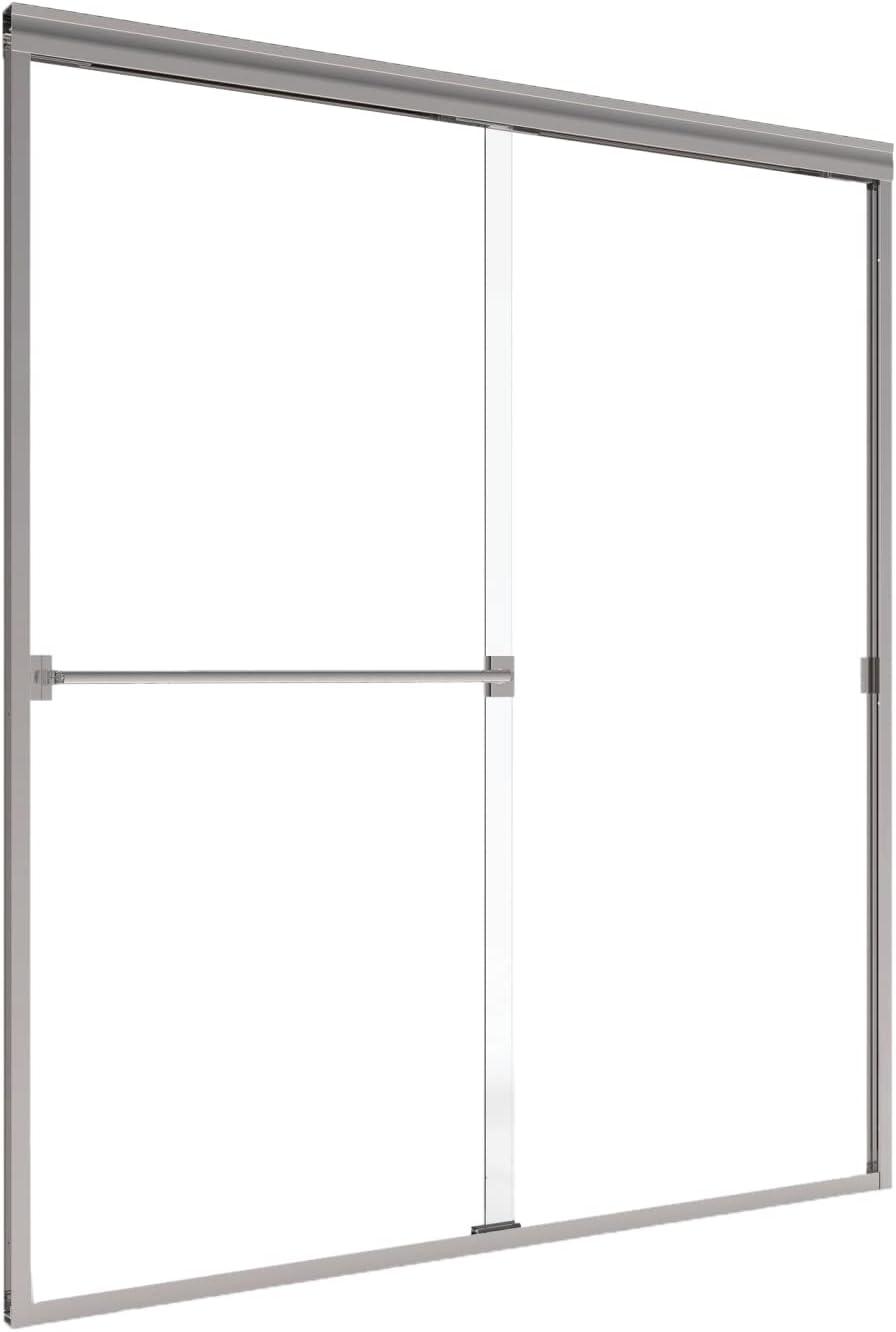 Classic Chrome Semi-Frameless Sliding Shower Door with Rain Glass