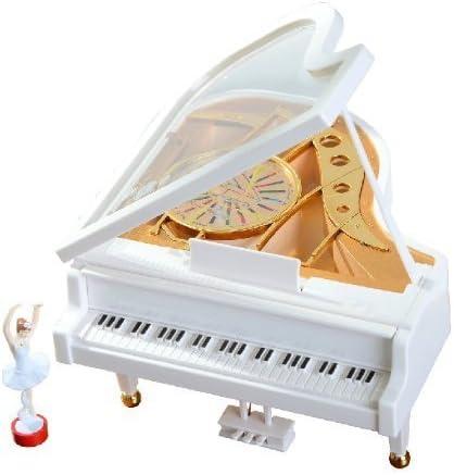 White and Gold Mechanical Ballerina Piano Music Box