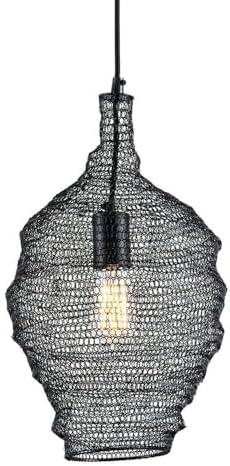 Eclipse 14" Black Iron Mesh Pendant Light with Adjustable Cord