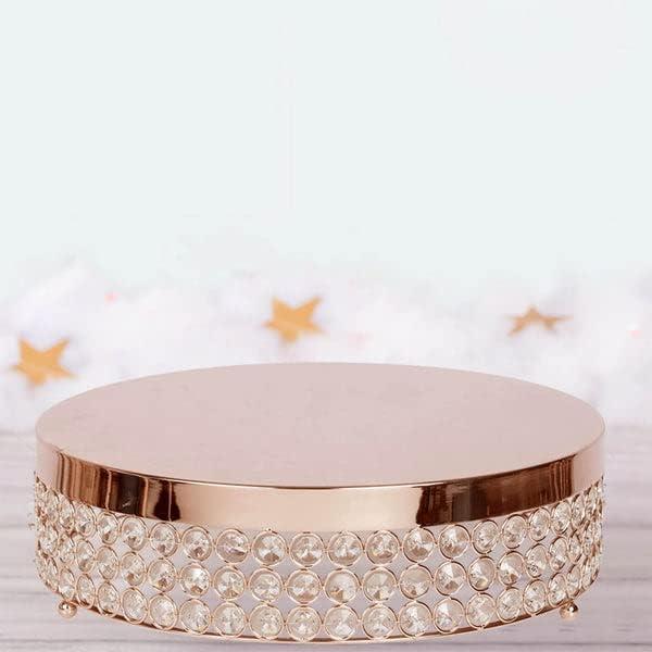 Efavormart 13" Blush/Rose Gold Crystal Beaded Metal Cake Stand Pedestal, Cupcake Display, Dessert Riser
