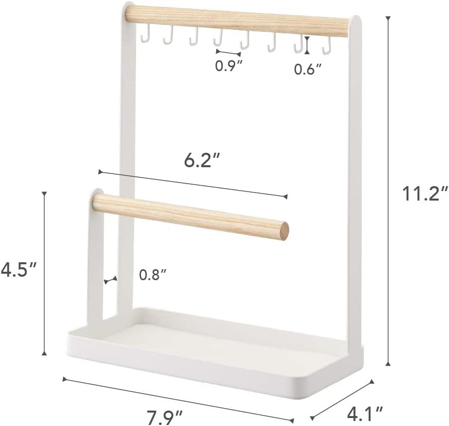 Tosca Yamazaki Home 4-Tier Accessory Tray, Jewelry Holder & Storage Organizer, Steel + Wood, Handles