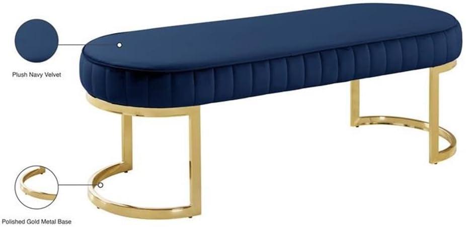 Meridian Furniture Lemar Contemporary Velvet Bench in Navy