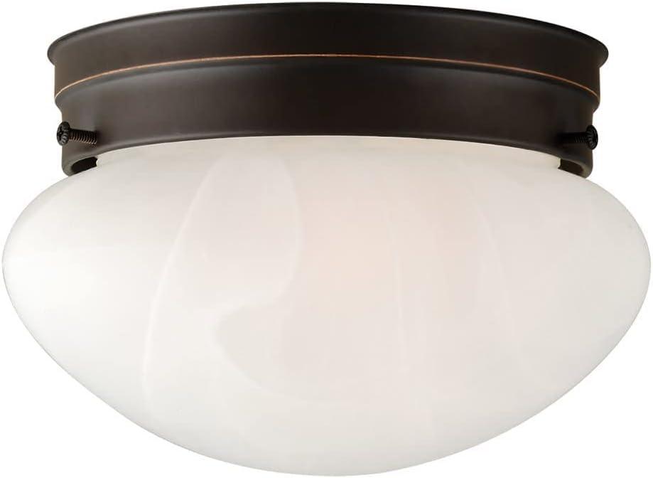 Design House 514547 Millbridge Traditional 1-Light Indoor Flush Mount Ceiling Light Dimmable Alabaster Glass for Bedroom Dining Room Kitchen, Oil Rubbed Bronze