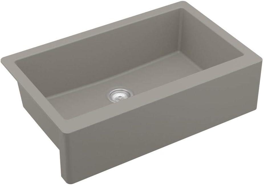 Karran Farmhouse/Apron-Front Quartz Composite 34'' X 21-1/4'' Single Bowl Kitchen Sink