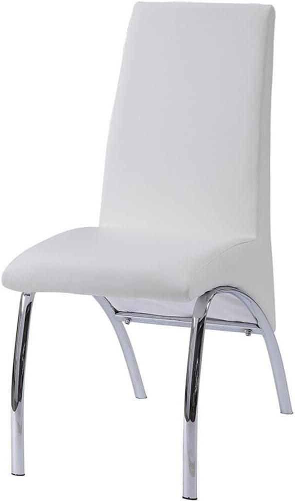 Set of 2 17" Pervis PU Dining Chairs White/Chrome - Acme Furniture: Metal Frame, Polyurethane Upholstery, Armless Design
