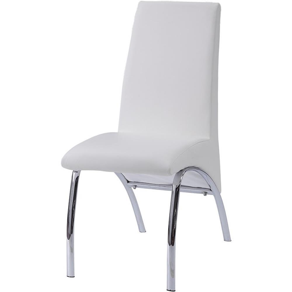 Set of 2 17" Pervis PU Dining Chairs White/Chrome - Acme Furniture: Metal Frame, Polyurethane Upholstery, Armless Design