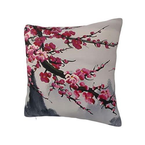 Cherry Blossom Velvet Square Throw Pillow Cover 18" x 18"