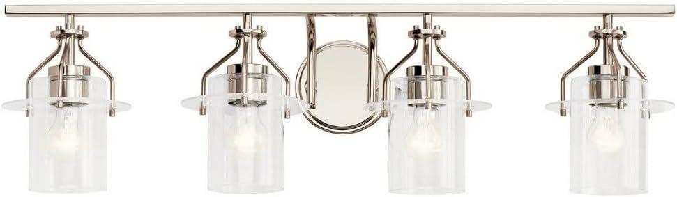 Polished Nickel 4-Light Dimmable Cylinder Vanity Fixture