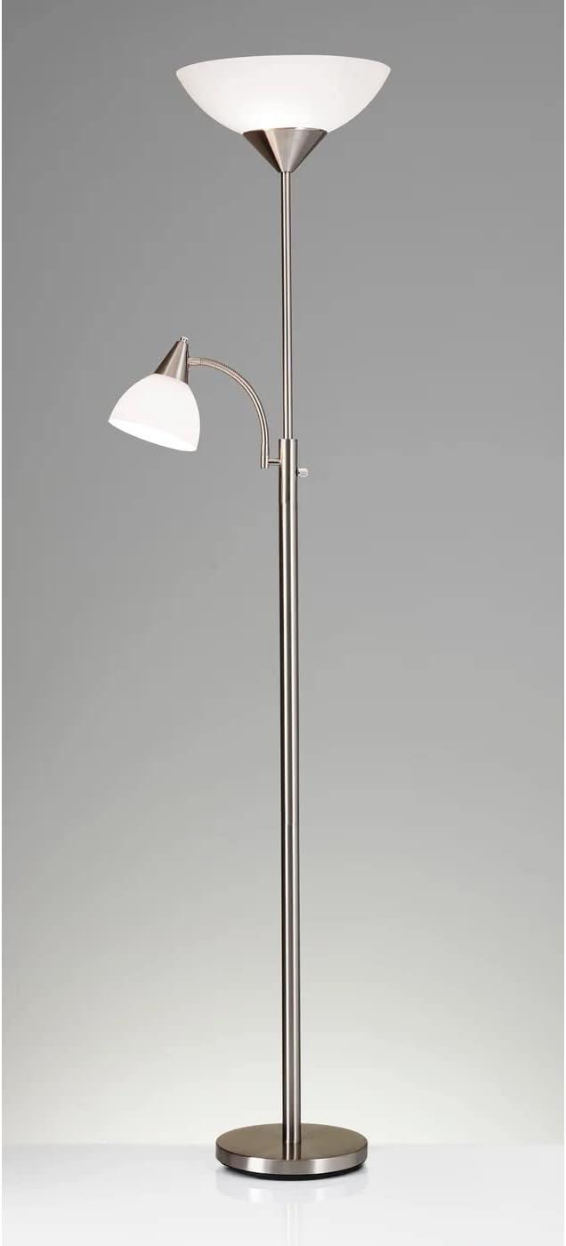 Contemporary Piedmont Adjustable Arc Floor Lamp with Brushed Steel Finish