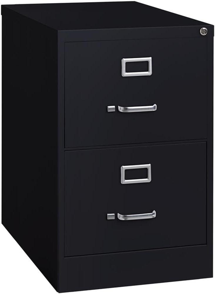 Hirsh 25" Deep 2 Drawer Legal Width Metal Vertical File Cabinet, Commercial Grade, Black