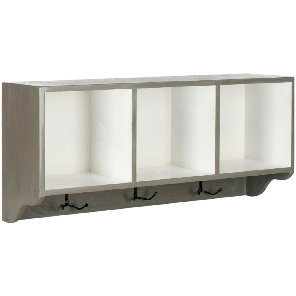 Alice Wall Shelf With Storage Compartments - Ash Grey/White - Safavieh