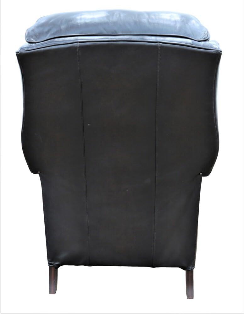 Danbury Handcrafted Brown Leather Recliner with Wood Frame