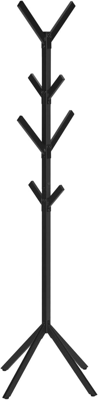 Monarch Specialties Coat Rack Hall Tree Free Standing 8 Hooks Entryway 70InchH Bedroom Metal Black Contemporary Modern