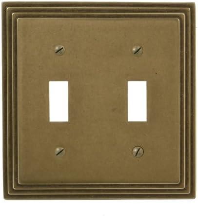 AMERELLE Tiered 2 Gang Toggle Metal Wall Plate - Rustic Brass