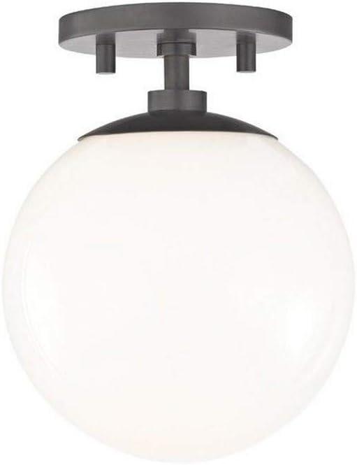 Elegant Globe Semi-Flush Ceiling Light in Old Bronze with White Glass